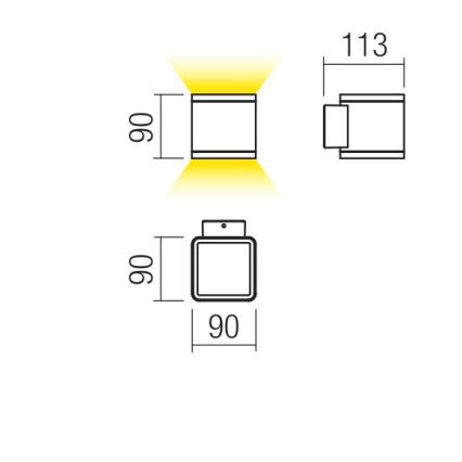 Redo 9065 - Luz de parede LED de exterior BETA 2xLED/6W/230V IP54