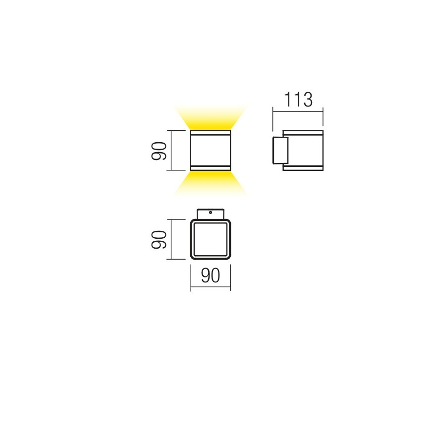 Redo 9065 - Luz de parede LED de exterior BETA 2xLED/6W/230V IP54