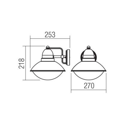 Redo 9095 - Luz de parede de exterior DANUBIA 1xE27/42W/230V IP44