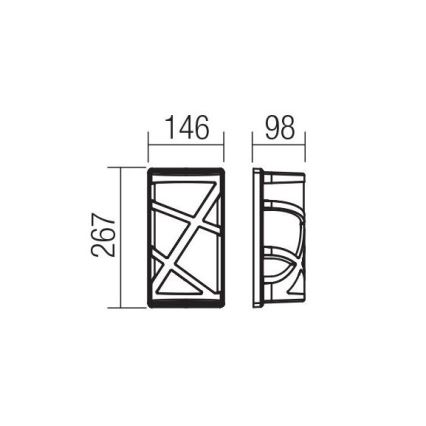 Redo 9097 - Luz de parede de exterior VORTEX 1xE27/20W/230V IP44