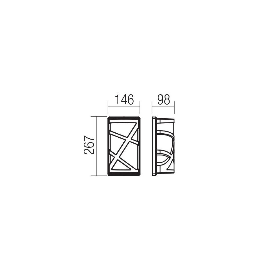 Redo 9097 - Luz de parede de exterior VORTEX 1xE27/20W/230V IP44