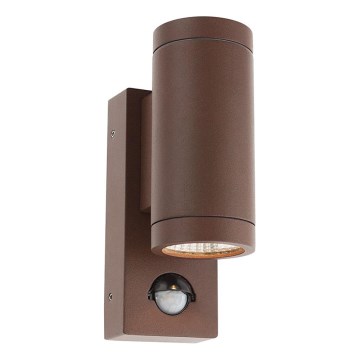 Redo 9455 - Iluminação de parede exterior LED com sensor VINCE 2xLED/3W/230V IP54 castanho