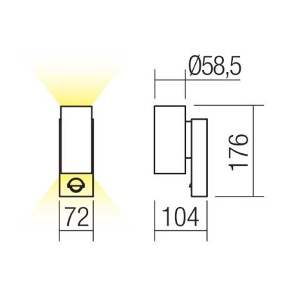 Redo 9455 - Iluminação de parede exterior LED com sensor VINCE 2xLED/3W/230V IP54 castanho