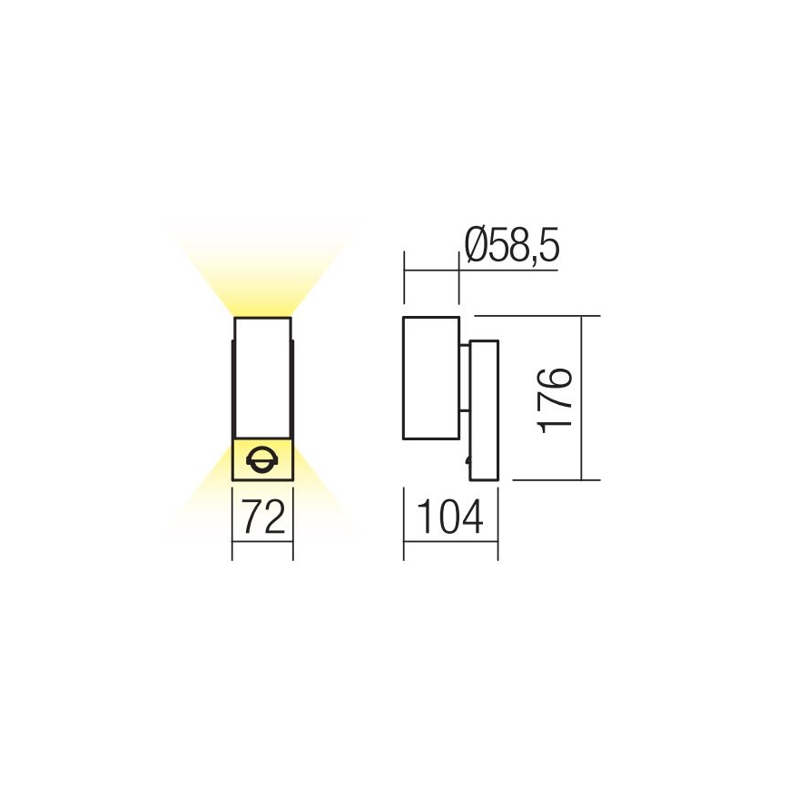 Redo 9455 - Iluminação de parede exterior LED com sensor VINCE 2xLED/3W/230V IP54 castanho