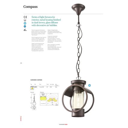 Redo 9573 - Candeeiro de exterior COMPASS 1xE27/42W/230V IP33