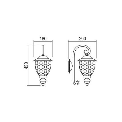 Redo 9600 - Luz de parede de exterior MATERA 1xE27/42W/230V IP33