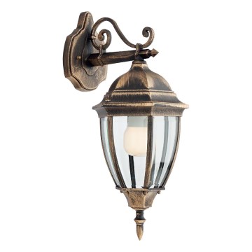 Redo 9605 - Candeeiro de parede exterior SEVILLA 1xE27/42W/230V IP44 dourado/pátina
