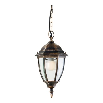 Redo 9607 - Candeeiro suspenso exterior SEVILLA 1xE27/42W/230V IP44 dourado/pátina