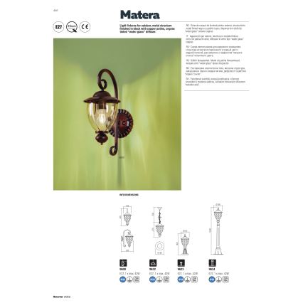 Redo 9632 - Candelabro de exterior numa corrente MATERA 1xE27/42W/230V IP33