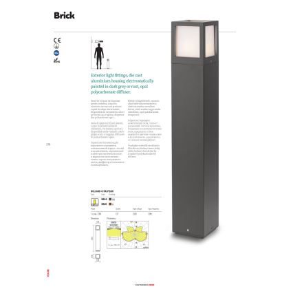 Redo 9644 - Candeeiro de exterior BRICK 1xE27/23W/230V IP54