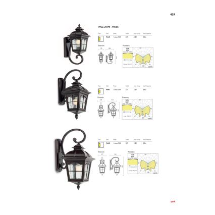 Redo 9648 - Aplique de parede exterior YORK 1xE27/70W/230V IP44 castanho