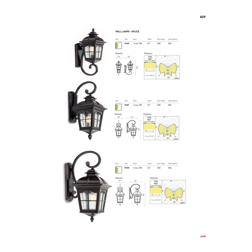 Redo 9648 - Aplique de parede exterior YORK 1xE27/70W/230V IP44 castanho