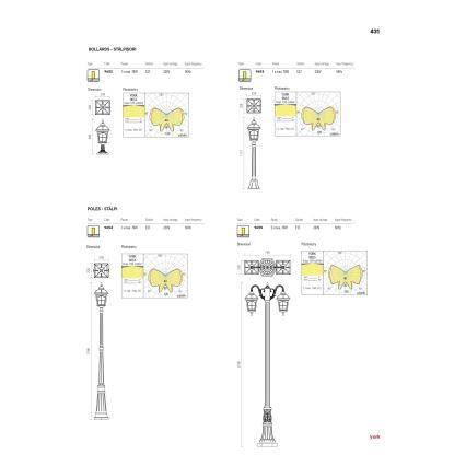 Redo 9652 - Candeeiro exterior YORK 1xE27/70W/230V IP44 castanho