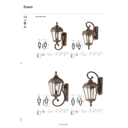 Redo 9656 - Aplique de parede exterior ESSEN 1xE27/70W/230V IP44 castanho/pátina