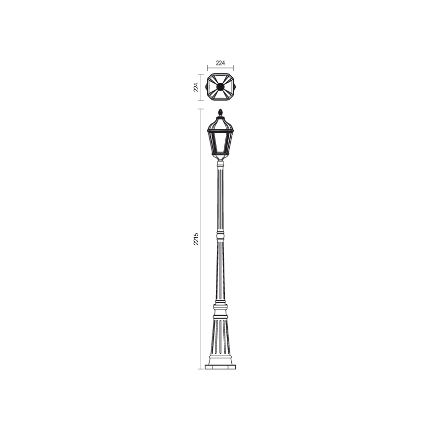 Redo 9662 - Candeeiro exterior ESSEN 1xE27/70W/230V 221,5 cm IP44 castanho/patina