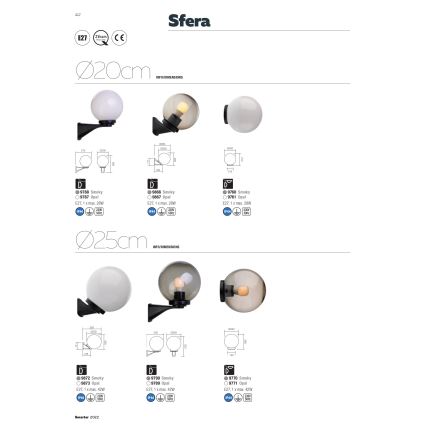 Redo 9770 - Abajur de substituição para iluminação exterior SFERA diâmetro 25 cm IP44 castanho