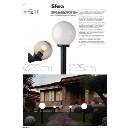 Redo 9774 - Candeeiro exterior SFERA 1xE27/42W/230V IP44 25x38 cm castanho