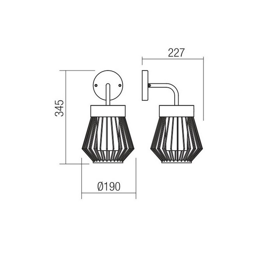 Redo 9843 - Candeeiro de parede exterior TITTI 1xE27/42W/230V IP44 antracite