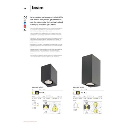 Redo 9907 - Iluminação de parede exterior LED BEAM LED/5W/230V IP54