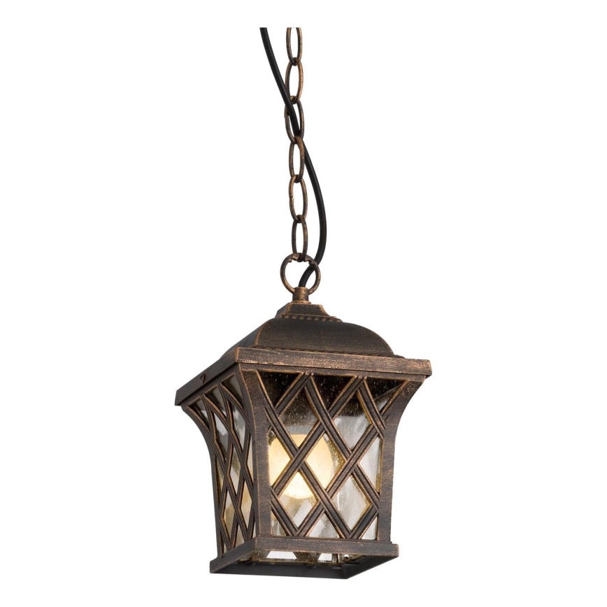 Redo 9952 - Candeeiro suspenso exterior BREMEN 1xE27/42W/230V IP23 dourado/pátina