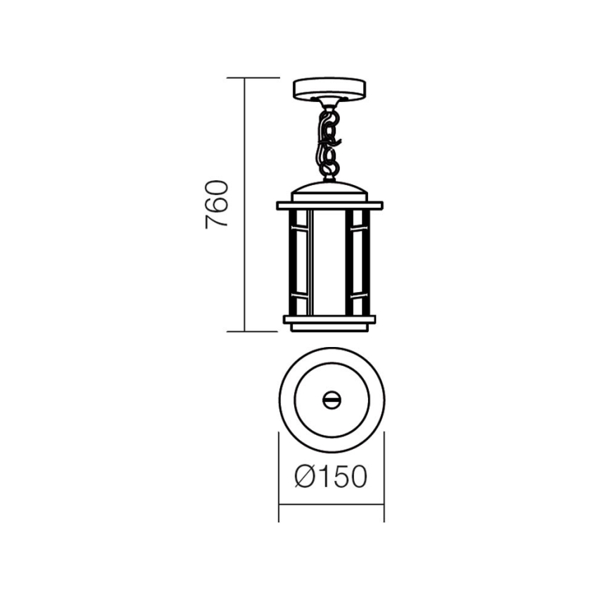 Redo 9956 - Candelabro suspenso exterior BRISTOL 1xE327/42W230V IP23