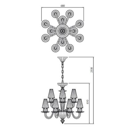 Redo IID C12 51 - Candelabro suspenso IDILLIO 12xG9/48W/230V