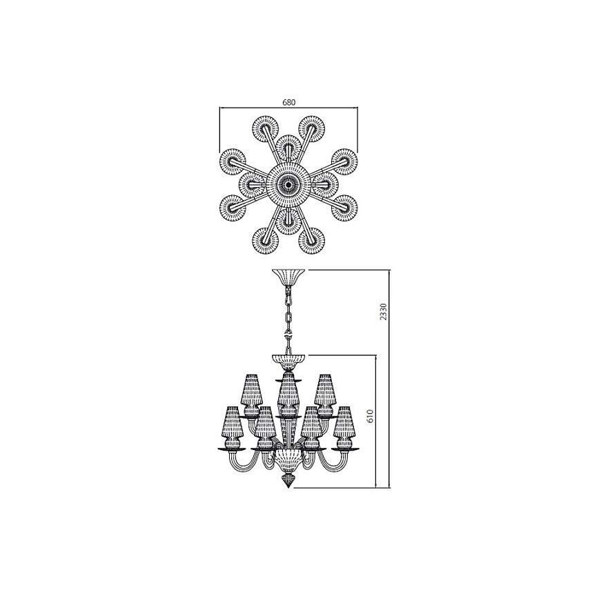 Redo IID C12 51 - Candelabro suspenso IDILLIO 12xG9/48W/230V