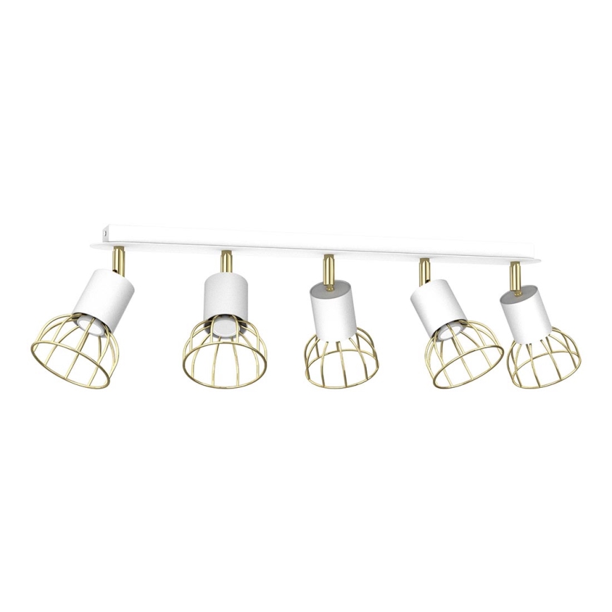 Refletor DANTE 5xGU10/25W/230V branco/dourado