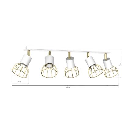 Refletor DANTE 5xGU10/25W/230V branco/dourado