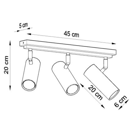 Refletor DIREZIONE 3xGU10/40W/230V branco