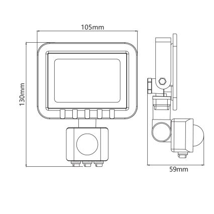 Projetor LED com sensor LED/10W/230V IP65