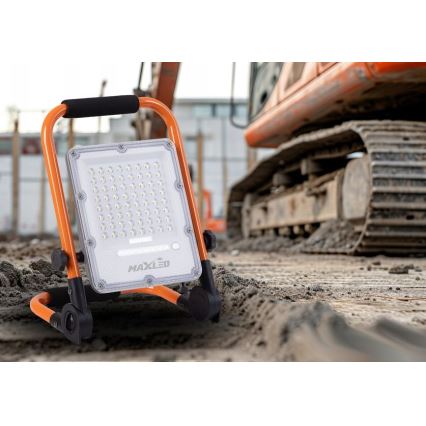 Refletor LED recarregável regulável com tripé LED/100W/3,2V 4500K 10000 mAh IP65 laranja