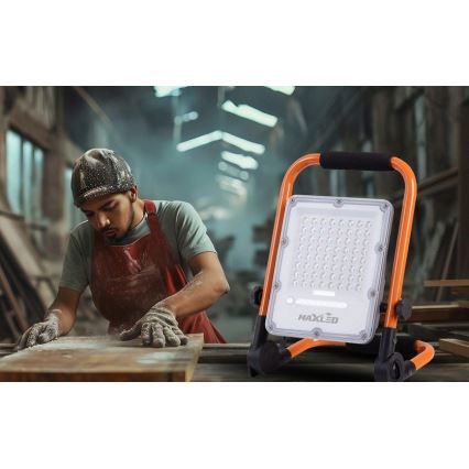 Refletor LED recarregável regulável com tripé LED/100W/3,2V 4500K 10000 mAh IP65 laranja