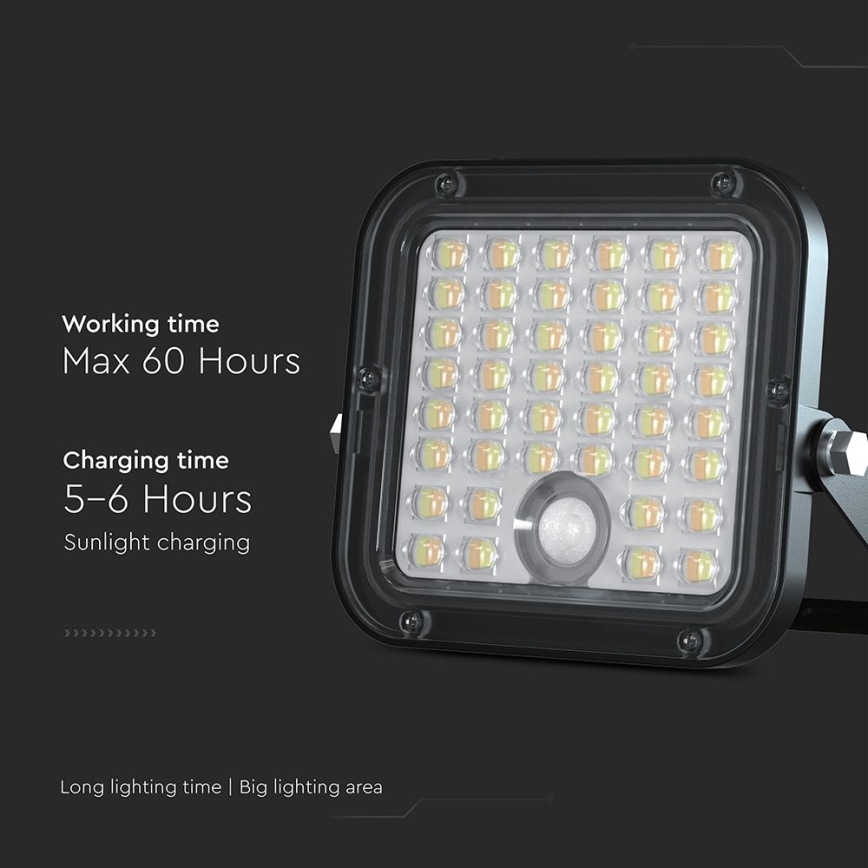 Refletor solar LED regulável com sensor LED/10W/3,7V 4000/6000K IP65 3600 mAh + controlo remoto