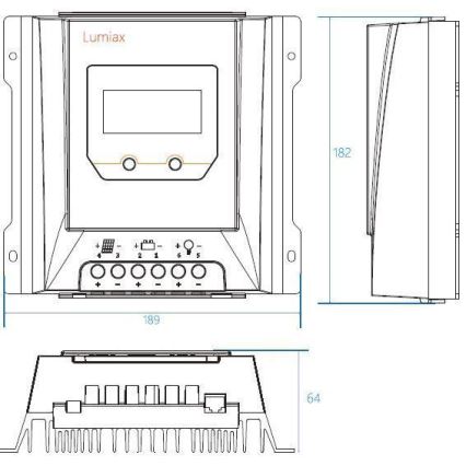 Regulador de carregamento solar MPPT MT2075 12/24V/20A