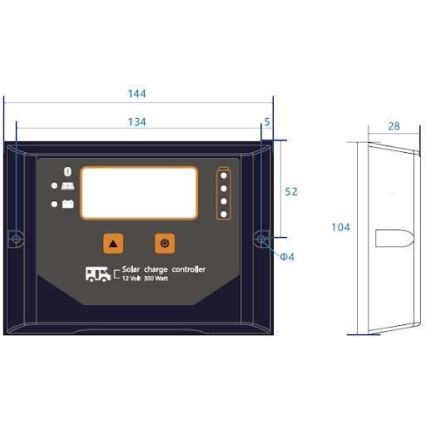 Regulador inteligente de carregamento solar PWM 12V/20A