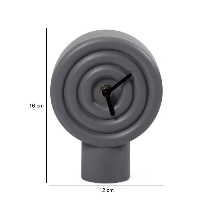 Relógio de mesa em cerâmica 16 cm — 1x AA — cinzento