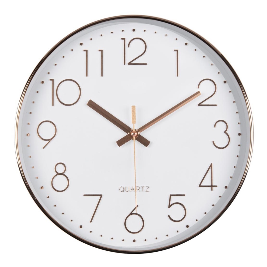 Relógio de parede 1xAA 29 cm branco/rosa dourado