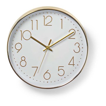 Relógio de parede 1xAA branco/dourado