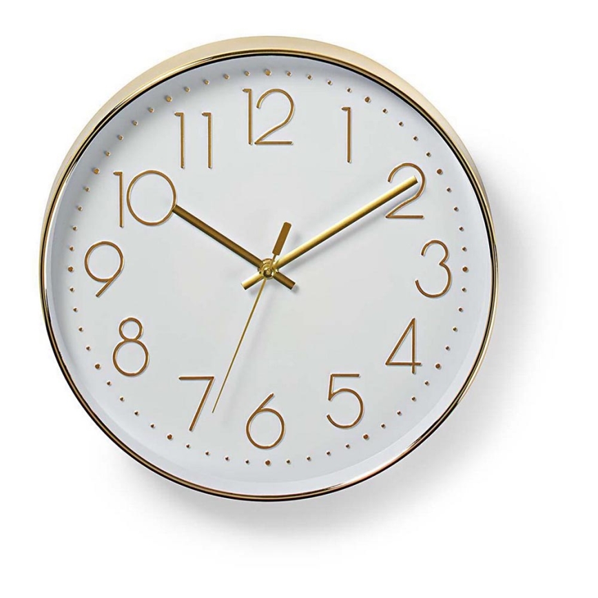 Relógio de parede 1xAA branco/dourado