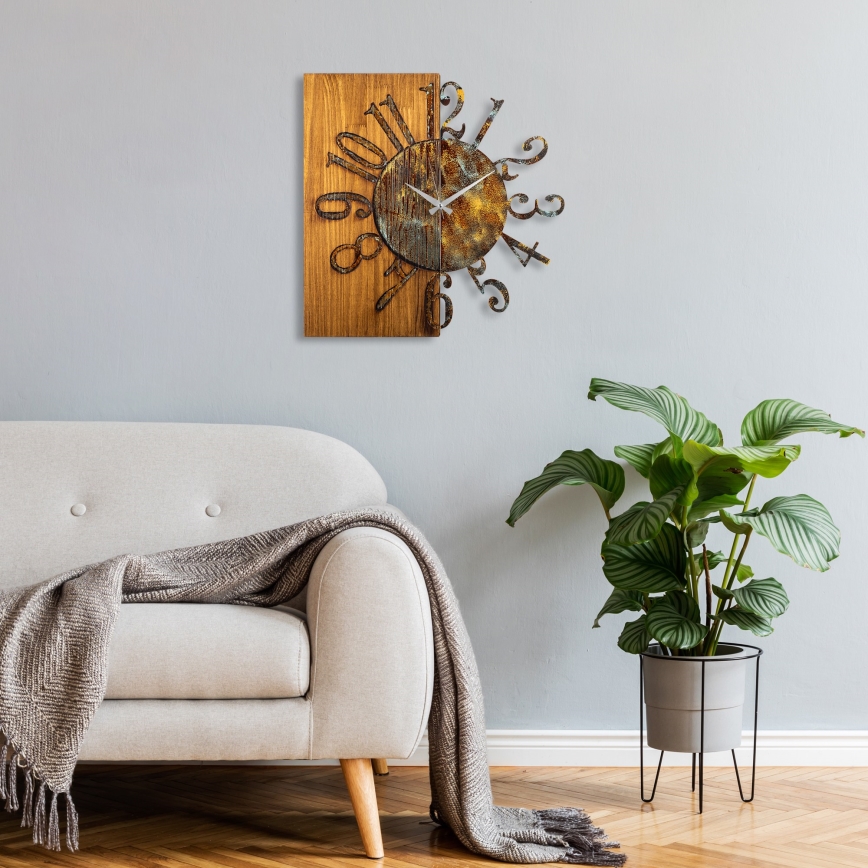 Relógio de parede 58x58 cm 1xAA madeira/metal