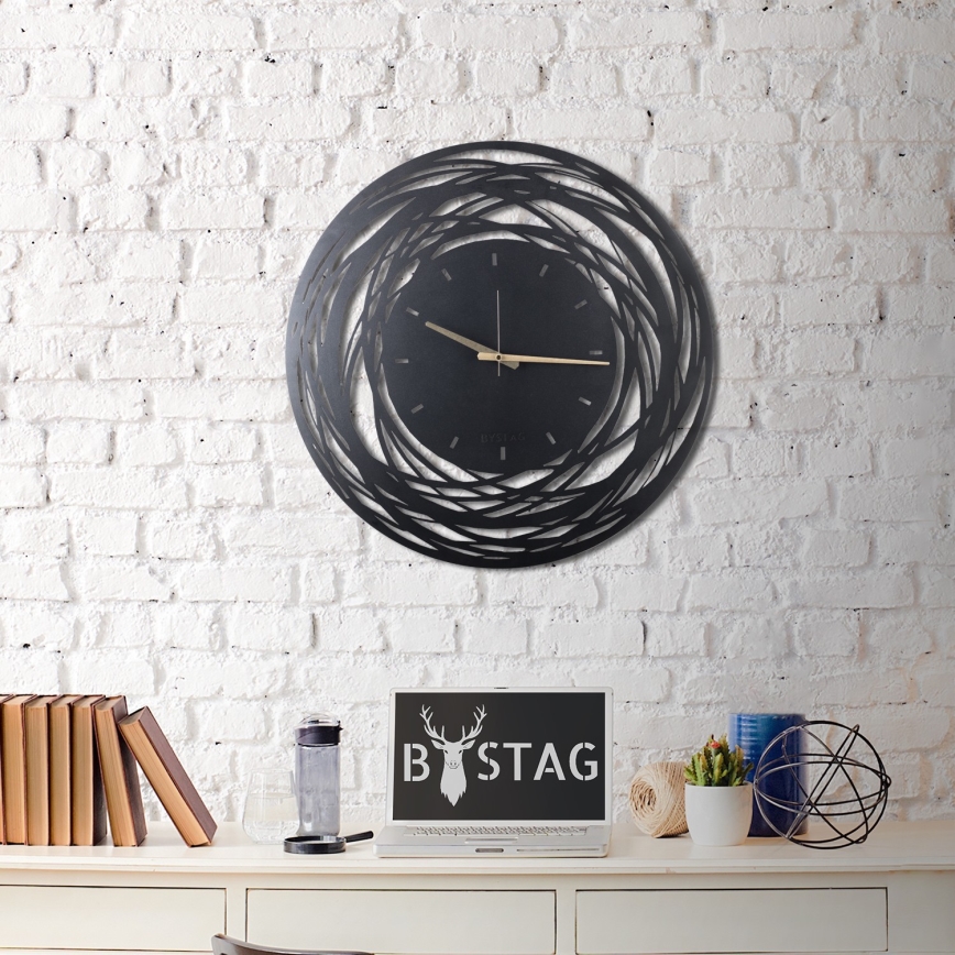 Relógio de parede 70 cm 1xAA preto/dourada
