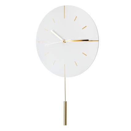 Relógio de parede com pêndulo diâmetro 30 cm 1xAA branco/dourado