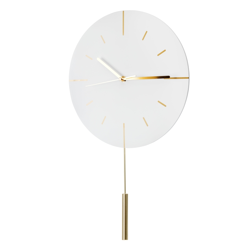 Relógio de parede com pêndulo diâmetro 30 cm 1xAA branco/dourado