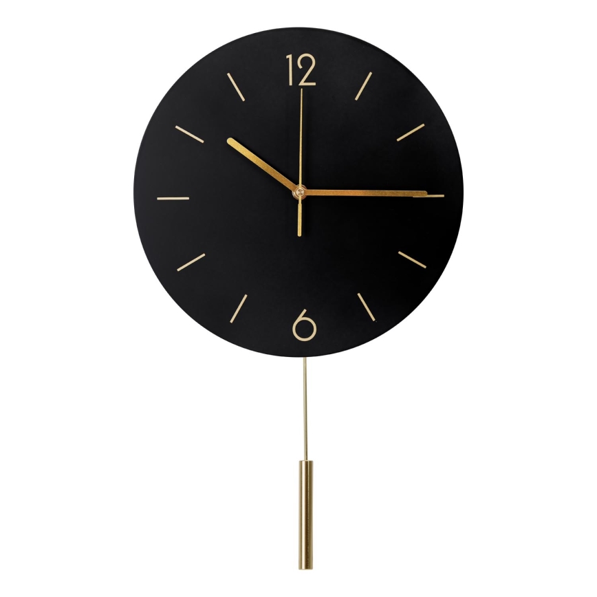 Relógio de parede com pêndulo diâmetro 30 cm 1xAA preto/dourado