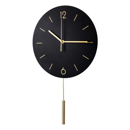 Relógio de parede com pêndulo diâmetro 30 cm 1xAA preto/dourado