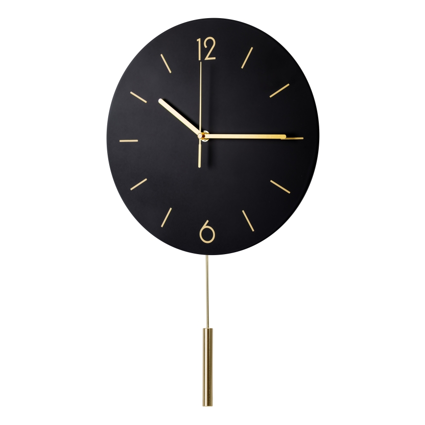 Relógio de parede com pêndulo diâmetro 30 cm 1xAA preto/dourado