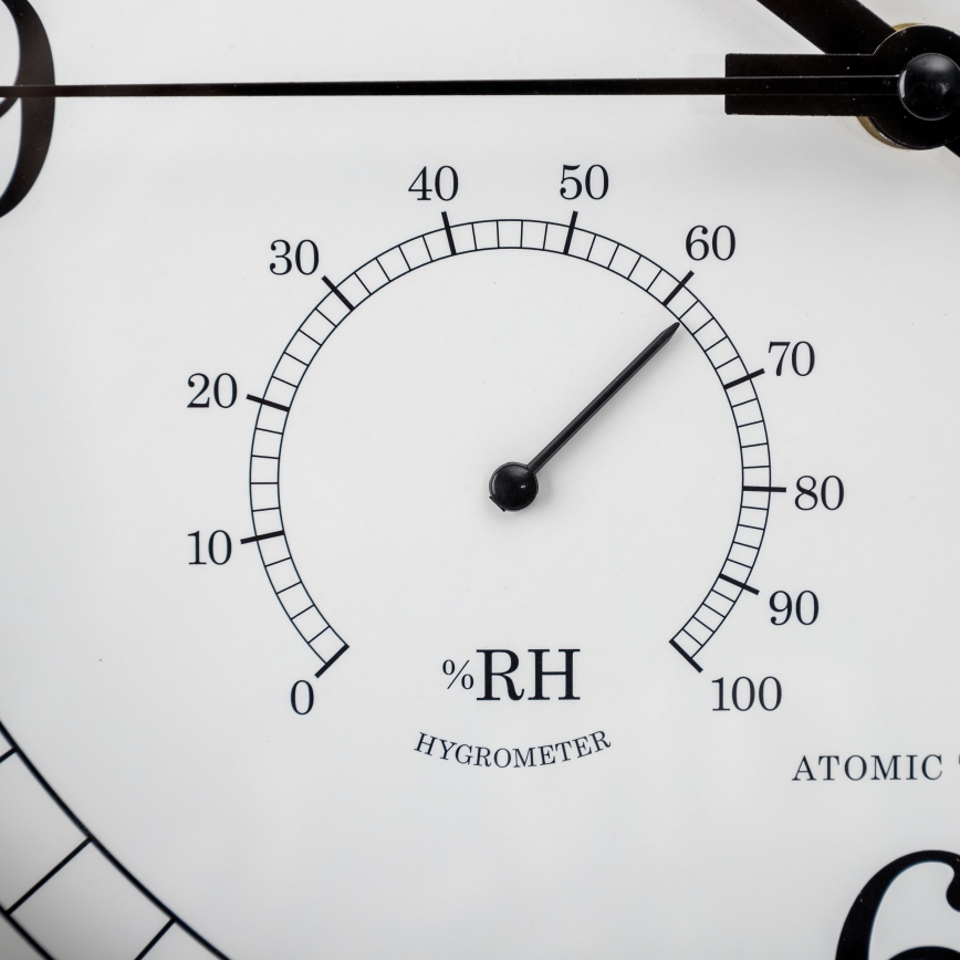 Relógio de parede com termómetro e medidor de humidade diâmetro 30 cm 1xAA preto/branco