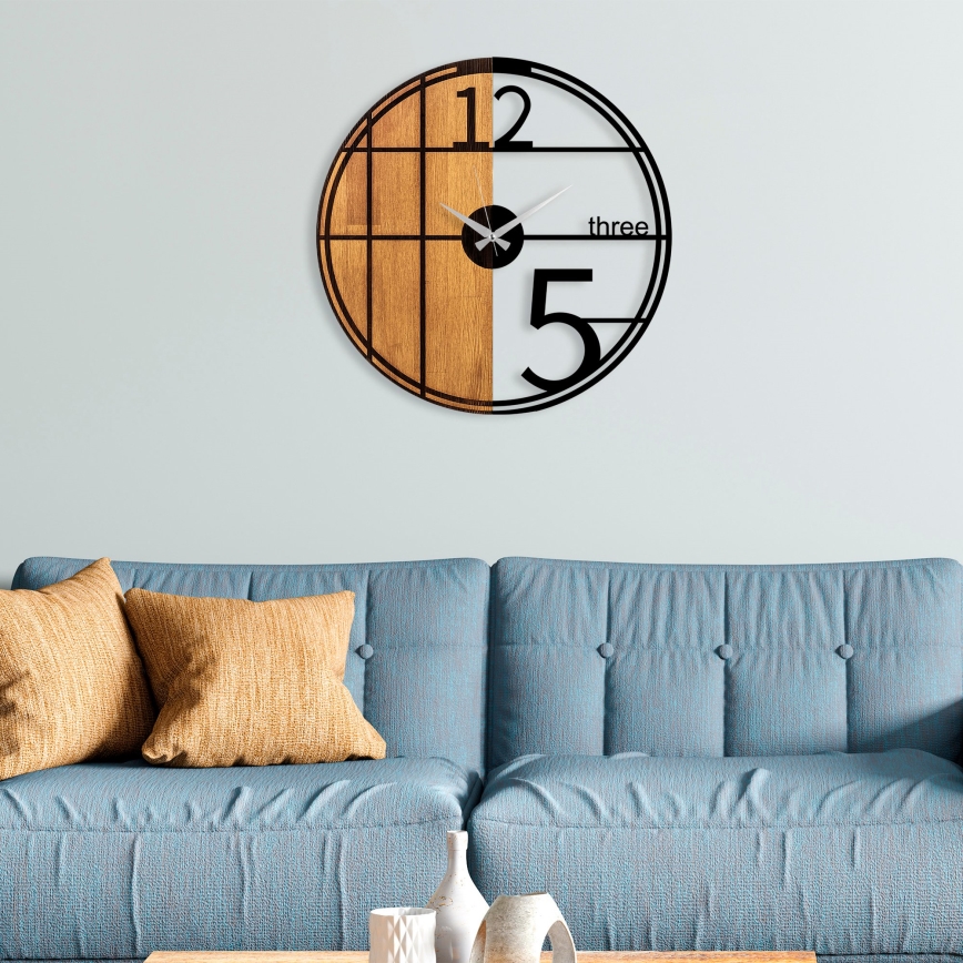 Relógio de parede diâmetro 56 cm 1xAA madeira/metal
