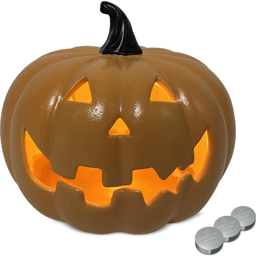 Abóbora de cerâmica LED HALLOWEEN LED/3xLR44/branco quente